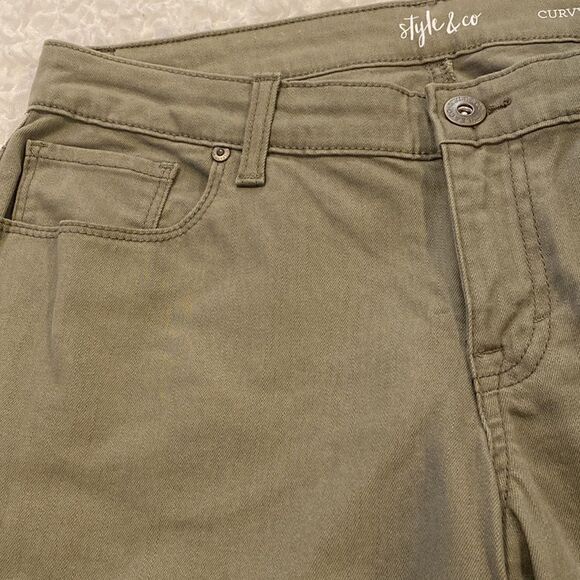 Style & Co Curvy Capri Army Green Pants Size 8P - Picture 3 of 7